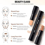 4 Colors Cream Contour, Stick Palette, Contouring Concealer, Stick Primer, Face Makeup Kit for Beginners, Cream Concealer and Highlight Stick(#2+3)