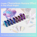 Allstarry White Chrome Nail Powder, 4 PCS Color-Shift Chameleon Mica Powder Pearlescent Pearl Pigment Aurora Chrome Effect Glitter Dust Iridescent for Gel Polish Nail Art Decoration, Resin Craft