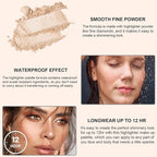 Face Highlighter Palette with Mirror, 8 Colors Glitter Eyeshadow Palette, Diamond Shimmer Glow Contour Palette for Face Highlighters & Luminizers, Long Lasting, Makeup Brush Include