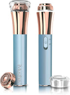 Flawless Facial Hair Remover for Women Painless Electric Razor Epilator Trimmer Shaver with 18K Gold-Plated, 16mm Dual Ring Floating Head, USB Rechargeable, 360° LED for Face Lip Hair Removal