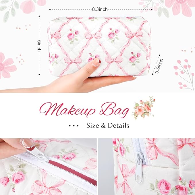 Soidram floral makeup bag quilted