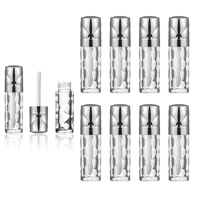 silver Empty lip gloss tubes with wand prismatic Lipgloss tube containers for lip oil packing