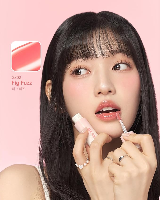 Chewy Lip Glaze, High Shine Lip Gloss, Korean Beauty (GZ02 Fig Fuzz, 3.5 grams)