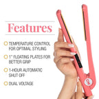 CHI Ceramic Series Flat Iron, Hair Straightener for Silky, Smooth Hair, 1" Iron, Sweet Coraline