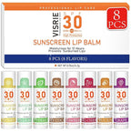 SPF 30 Lip Balm with Sunscreen 8 Pack, Bulk Sunscreen Lip Balm Travel Size, Hydrating Lip Balm with Vitamin E and Coconut Oil- 8 Flavors