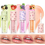 4pcs Hydrating Fruity Lip Oil Lip Plumping Gloss Hydrating