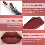 Brick Red Crayon Matte Lipstick Lip Liner Pencil, Moisture Smooth Lipstick Pencil, With pencil sharpener Sharpenable Lip Pencil, Ultimate Lip Crayon for Women Smudgeproof Waterproof 14#