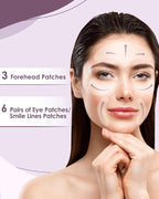 Reusable Anti-Wrinkle Patches Set, Reusable Silicone Patches Set, Forehead, Undereye and Smile Lines Repair