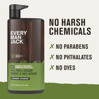 Every Man Jack 2-in-1 Tea Tree + Cedar Shampoo + Conditioner - Thicken, Cleanse, and Hydrate Hair with Coconut, Aloe, Tea Tree Oil - Naturally Derived and No Harmful Chemicals - 24oz -1 Bottle