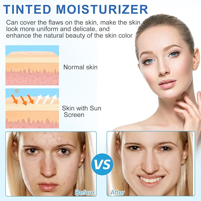 Tinted Sunscreen for Face, Protector Solar SPF 50, Tinted Sunscreen, No Sticky Refreshing for All Skin Type (2 pcs)