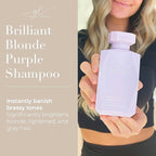 Goldie Locks Brilliant Blonde Purple Shampoo for Blonde, Lightened, Grey Hair & Extensions, Brightens, Tones, Eliminates Brass, Sulfate-Free, Nourishing, Moisturizing, Color Safe, 8.45 Fl Oz Bottle
