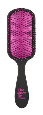 The Knot Dr. hair brush by Conair - Detangling hair brush - Removes Knots and Tangles in wet or dry hair- Black Neon w/Travel Case - Pink