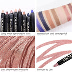 evpct 8Pcs Cream Eye Shadow Brightener Sticks Set for Eyes, Sand Orchid Rose Desert Ginger Caramel Midnight blue Blue Glitter Shimmer Matte Liquid Pencil Eye shadow Applicator Stick Palette Makeup 04