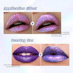 Purple Glitter Lip Gloss Liquid Lipstick, Diamond Shimmer Metallic Sparkly Iridescent Chameleon Lilac Lip Gloss Gift for Women, Long Lasting Waterproof Highly Pigment Holographic Lip Makeup03