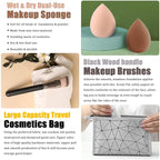 All in One Makeup Kit,Includes Naked Eyeshadow Palette,Liquid Foundation,Lipstick Set,Mascara,Makeup Brush,Makeup Sponge,Eyebrow Powder,Eyebrow Soap,Eyeliner Stamp, Primer,Contour Stick,Cosmetic Bag