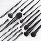 Docolor Makeup Brushes 15Pcs Obsidian Makeup Brush Set Premium Synthetic Powder Kabuki Foundation Contour Blush Concealer Eye Shadow Blending Eyeliner Crease Eyebrow Make Up Brush Kit