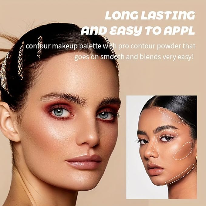 4 Colors Contour Palette, Face Contouring Highlighters Bronzer