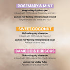 Suave+ Dry Shampoo Spray Variety 3-Pack – Invigorating Rosemary & Mint, Volumizing Bamboo & Hibiscus + Refreshing Sweet Coconut, 4.3 Oz Ea