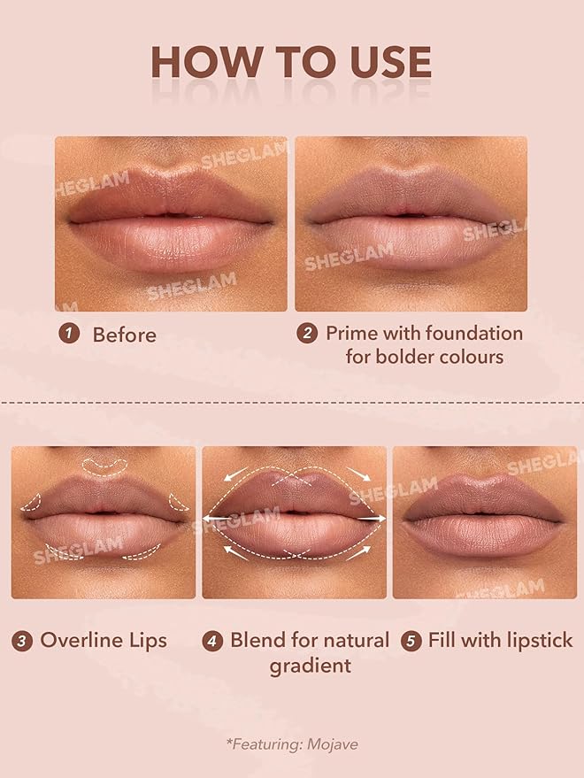 SHEGLAM Lip Liner Creamy Matte Pencil High Pigment Not Easy to Fade Silky Smooth Matte Contour Tint Lip Makeup-True Faith