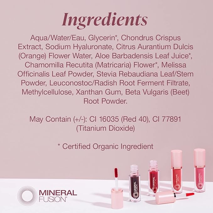 Mineral Fusion 2-in-1 Lip & Cheek Stain Merlot, 0.10 fl oz, Deep Cherry Red hydrating, long-lasting, matte lip and cheek color