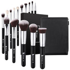DUcare 15pcs Classic Black Makeup Brush Set with Bag Professional Soft Synthetic Foundation, Blending, Eyeshadow, Powder, Concealer Brushes for Flawless Makeup Application