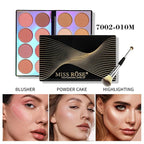Blusher Contour Highlighter Makeup Palette, 16 Color All-in-One Matte- Bronzer Facial lluminator Palette with Makeup Brush, Long Lasting and Soft Powder, Pro Makeup Powder Kit