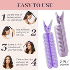 4PCS Volumizing Hair Clips for Root Lift & Volume - Instant Bangs Roller Clips for Effortless Curls & Lift - Velcro Rollers For Hair - Hair Rollers For Women - Purple