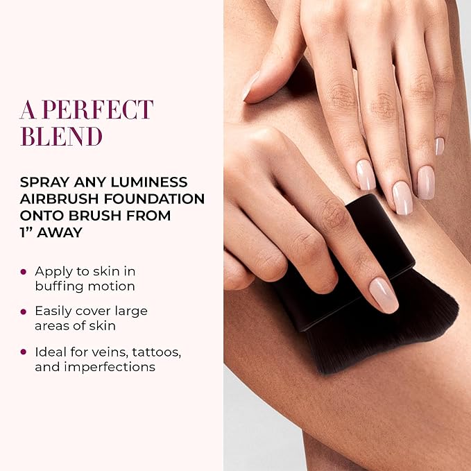 LUMINESS Professional-Grade L500 Buffing Makeup Brush - Angled Make Up Air Brush for Airbrush Spray Foundation - Face Brush for Seamless Buffing & Blending Application, Natural-Looking Finish