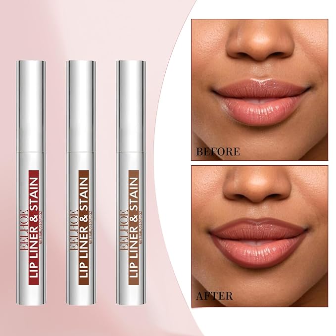 3 Colors Peel off Lip Liner Tattoo, Peel Off Lip Stain Tattoo with Matte Finish, Infused with Vitamin E, Tattoo Lipstick Long Lasting Plump Lip Makeup Gift for Women