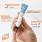 Hyaluronic Acid Eye Cream - USA Made with Natural & Organic Ingredients, Cooling Under Eye Gel & Brightener, Dark Circles Treatment with Hyaluronic Acid & Glycerin, Reduces Puffiness & Bags Under Eyes