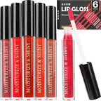 AZEN 6 Pack Lip Gloss Bulk Set, Shimmery Lip Gloss for Women and Girls With Rich Varied Colors