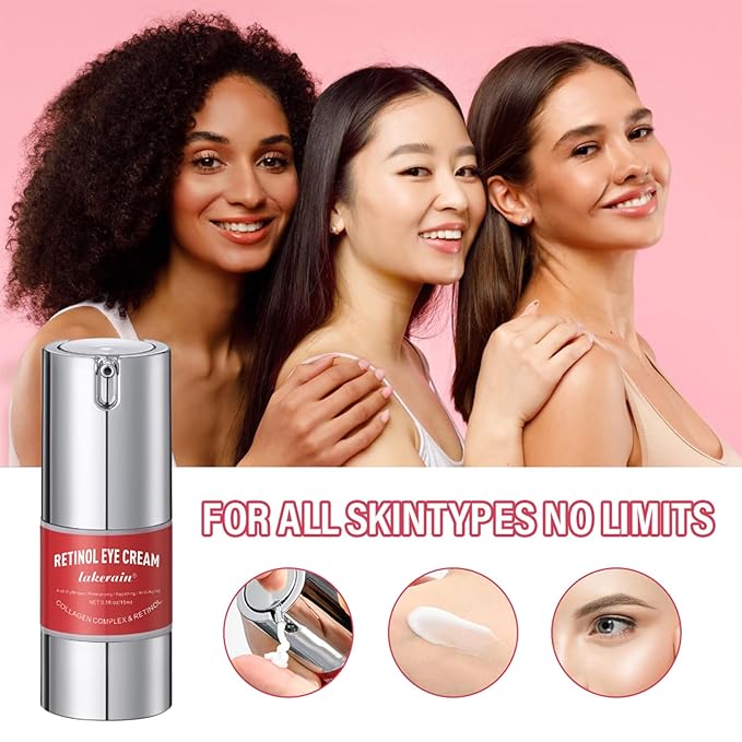 Retinol Eye Cream For Dark Circles And Puffiness, Repair Under Eye Retinol Cream with Hyaluronic Acid and Collagen, Smooth Fine Lines, Wrinkles, Bags & Dark Spots, Tightens Eye Skin Care(Retinol)