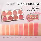 8 Colors Blush Palette, Smooth Blendable Powder Blush, Buildable Facial Cheek Blusher, Matte Blush Palette Makeup For Women, Waterproof Long-lasting Makeup Palette with Brush