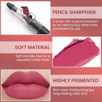 Captivating Red Crayon Matte Lipstick Lip Liner Pencil, Moisture Smooth Lipstick Pencil, With pencil sharpener Sharpenable Lip Pencil, Ultimate Lip Crayon for Women Smudgeproof Waterproof 19#