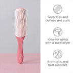 Diane Pro Nylon Pin 9 Row Styling Brush for Detangling, Separating, Shaping, and Defining Wet or Curly Hair, Heat-Resistant, Anti-Static, Pink