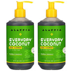 Alaffia Everyday Coconut Face Cleanser for All Skin Types. Leaves Skin Fresh and Hydrated with Fair Trade Coconut Oil & Neem, Vegan, Cruelty Free, No Parabens, Purely Coconut, 2 Pack - 12 Fl Oz Ea