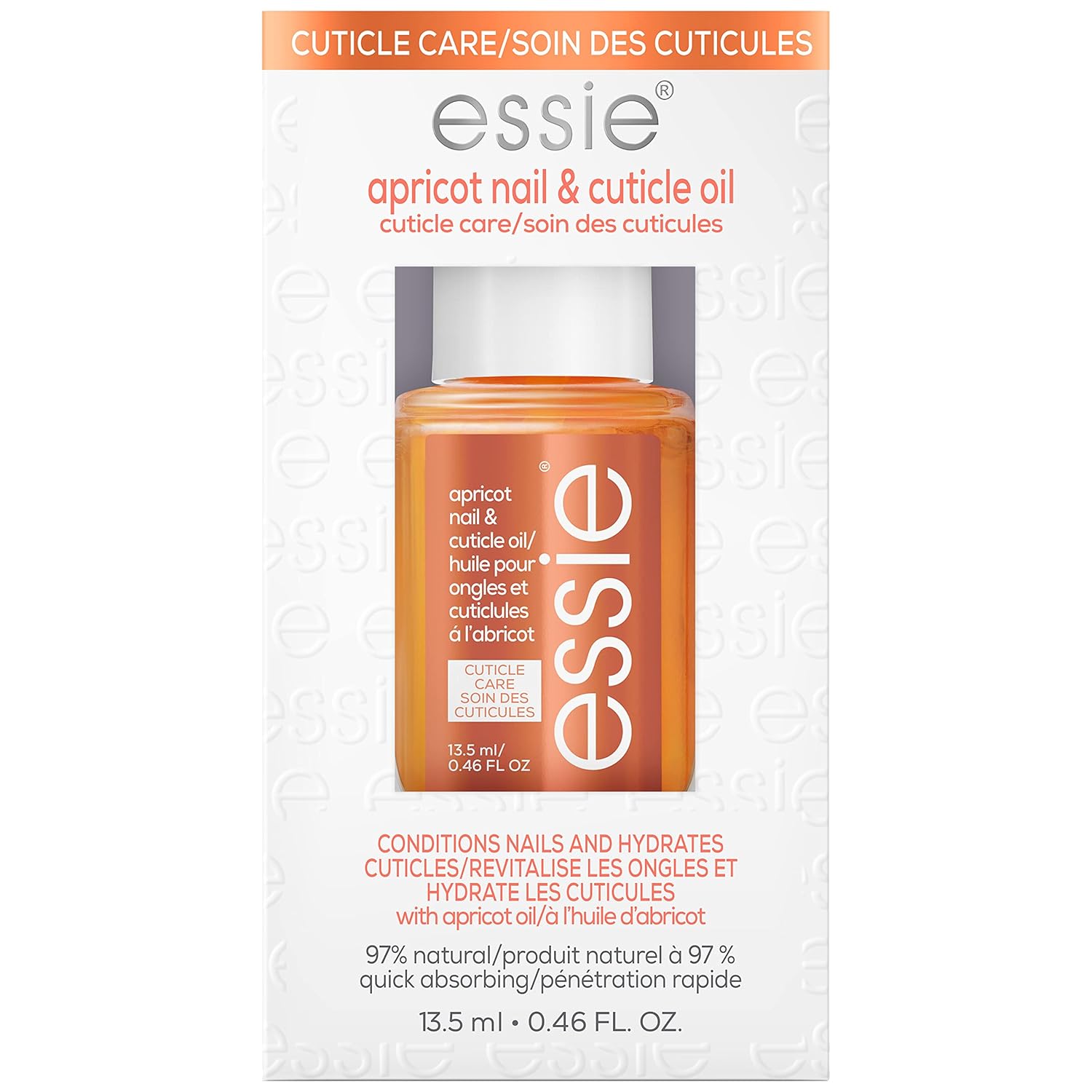 essie Nail Care, 8-Free Vegan, Apricot Nail and Cuticle Oil, softened and nourished cuticles, 0.46 fl oz