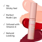 Ruby Kisses Lip Gloss Butter Bomb Gloss Non-Sticky Lip Gloss Vitamin E Natural Nude Lip Makeup - 7.8mL (0.26 US fl.oz) (Fairy)