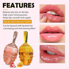 Honey Lip Oil Set, 2pcs Moisturizing Cute Lip Gloss Gift Set, Jelly Honey Lip Oil Gloss, Colorless Lip Care Oils For Very Dry Lips, Plumping & Hydrating Lip Glow Oil Lip Care Products