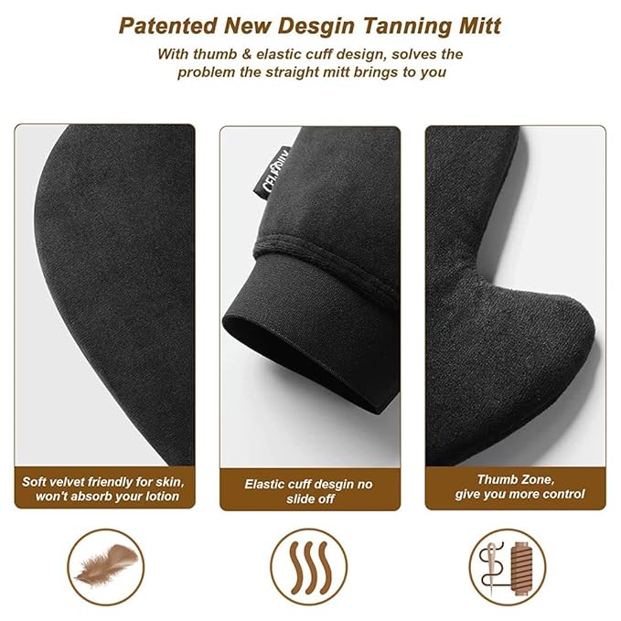 Self Tanning Mitt Applicator- Tanning Mitts Self Tanner Mitt Applicator Self Tanning Glove for Self Tan Mitt Self Tanner Mit, No Slide Off Self Tanner Glove Spray Tan Mitt Soft Self Tan Mit