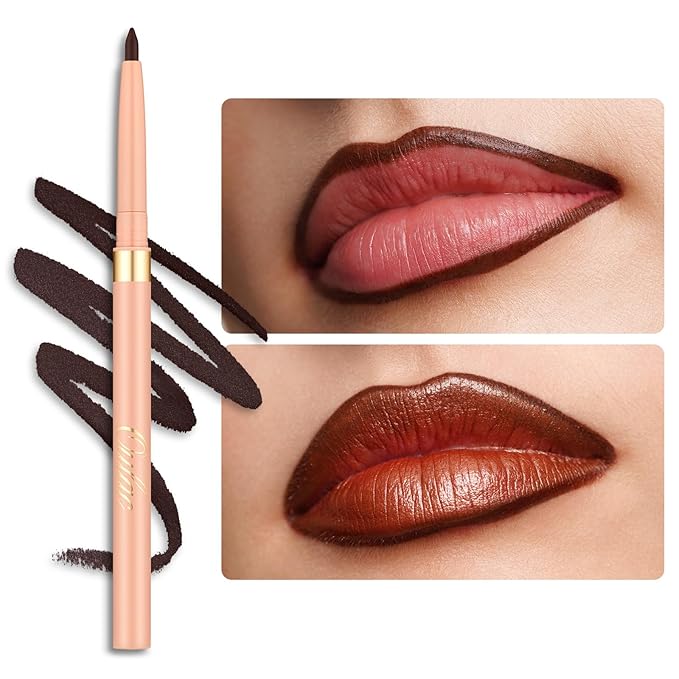 Oulac Brown Lip Liner Pencil, 2in1 Retractable Makup Crayon for Lipliner and Eyeliner, Highly Pigmented, Smooth, Long Lasting and Waterproof Formula, Vegan Beauty, 03 Teddy