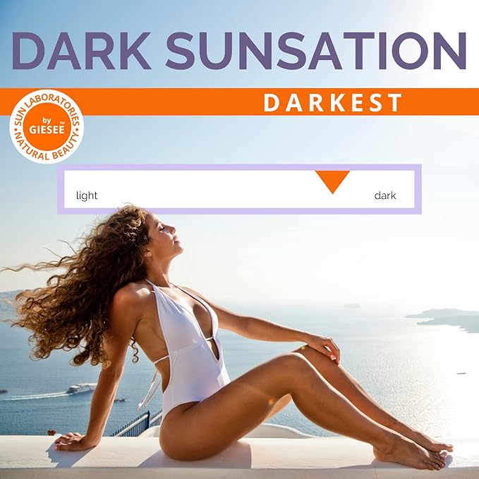 Sun Laboratories By Giesee Dark Sunsation Spray Tan Solution 8 oz - Self Tanning Lotion, Professional Airbrush Tanning Solution, Ultra Dark Bronzing Spray