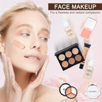 All in One Makeup Kit Makeup Kit for Women Full Kit Multipurpose Makeup ，eyeshadow、 liquid foundation,Loose powder,Eyebrow pencil,4-color lip gloss set