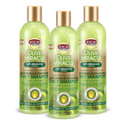 African Pride Olive Miracle Shampoo & Conditioner 2 in1 Formula (3 Pack) enriched with tea tree and olive oil to moisturize and protect hair and scalp, 12oz.