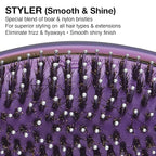 Olivia Garden Aurora OG Brush Styler, To Smooth and add Shine, All hair Types, removable cushion for easy cleaning, scalp hugging for scalp massage, gentle, for women, men and children, Aurora