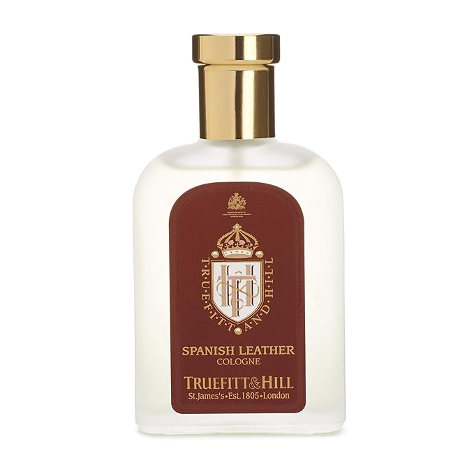 Truefitt & Hill Luxury Cologne - Spanish Leather - Premium Long-Lasting Fruit and Wood Men's Fragrance Presented in a Beautifully Etched Traditional Atomizer Bottle - 3.38 oz.