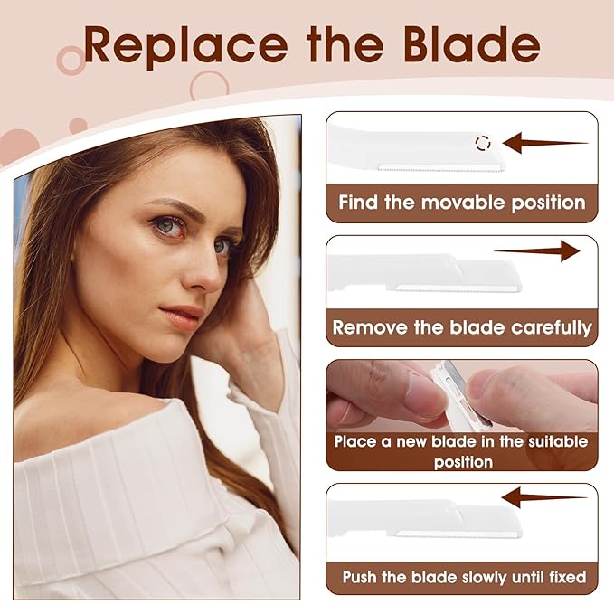 Dermaplaning Kit with 20pcs Blade Refills Exfoliating Facial Razor for Women Dermaflash Replacement Blade Dermaplaning Tool for Face Professional Eyebrow Razor for Men Peach Fuzz Eyebrow Hair Removal
