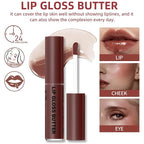 3 Colors Lip Butter Gloss, Hydrating Lip Glow Oil Lip Glaze, Brown Sugar Nourishing Lip Tinted Gloss Lip Care, Non-Sticky Long Lasting Lip Plumper Gloss Makeup (4+11+13)