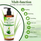 Aloe Vera Gel with Tea Tree Oil for Face, Skin, Hair, Sunburn relief, Organic Aloe Vera Gel from Freshly cut 100% Pure Aloe,13.7oz