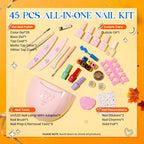 Beetles Gel Nail Polish Kit with U V Light - 25 Colors Gel Polish Set Fall Nail Fest Fragments of Time 45 Pcs Nails Kit with Tools DIY Salon Manicure Set Gifts for Women Girls - One Color One Bottle